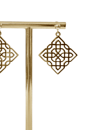 Pendientes celosía en plata de ley dorada.